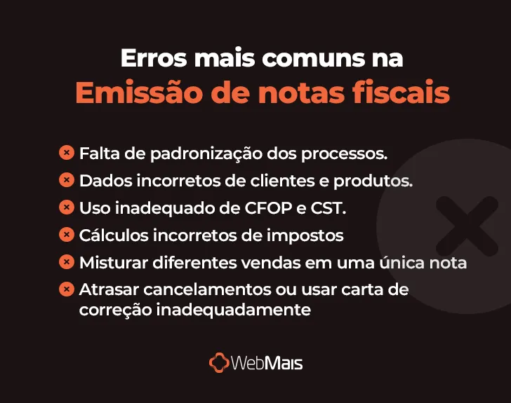 Erros mais comuns na emissão de notas fiscais Erros mais comuns na emissão de notas fiscais