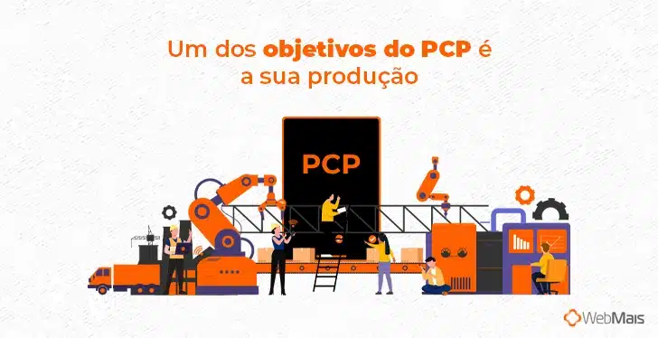 Ilustração mostrando PCP padronizando a produção de uma empresa