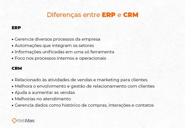 Diferenças entre ERP e CRM