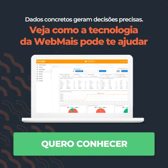 Banner com um computador com o sistema ERP WebMais aberto demonstrando um dashboard escrito ao lado “Veja como a tecnologia da WebMais pode te ajudar”