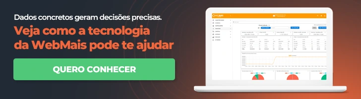 Banner com um computador com o sistema ERP WebMais aberto demonstrando um dashboard escrito ao lado “Veja como a tecnologia da WebMais pode te ajudar”