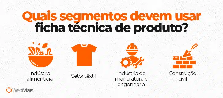 Quais segmentos devem usar ficha técnica de produto?

- Indústria alimentícia
- Setor têxtil
- Indústria de manufatura e engenharia
- Construção civil