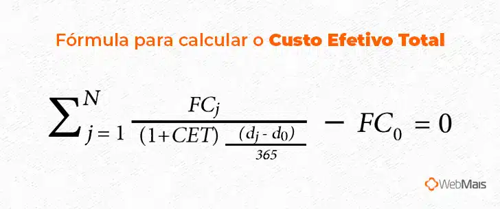 Fórmula para calcular o custo efetivo total