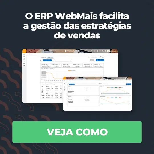 Banner telas com o sistema ERP WebMais ao lado do texto “O ERP WebMais facilita a gestão das estratégias de vendas”
