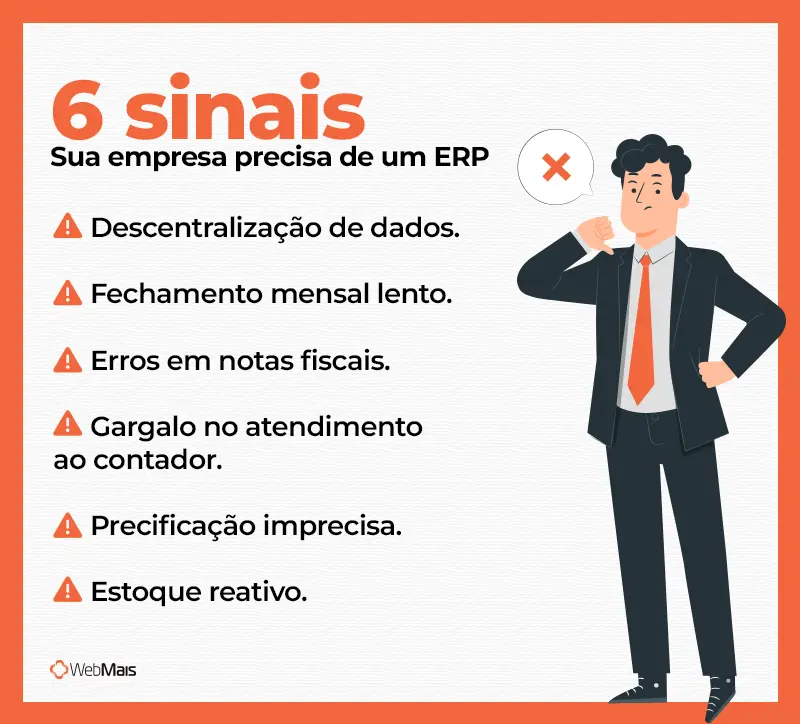 6 sinais de que sua empresa precisa de um ERP Checklist com seis sinais operacionais concretos que indicam que a empresa precisa substituir planilhas por um ERP