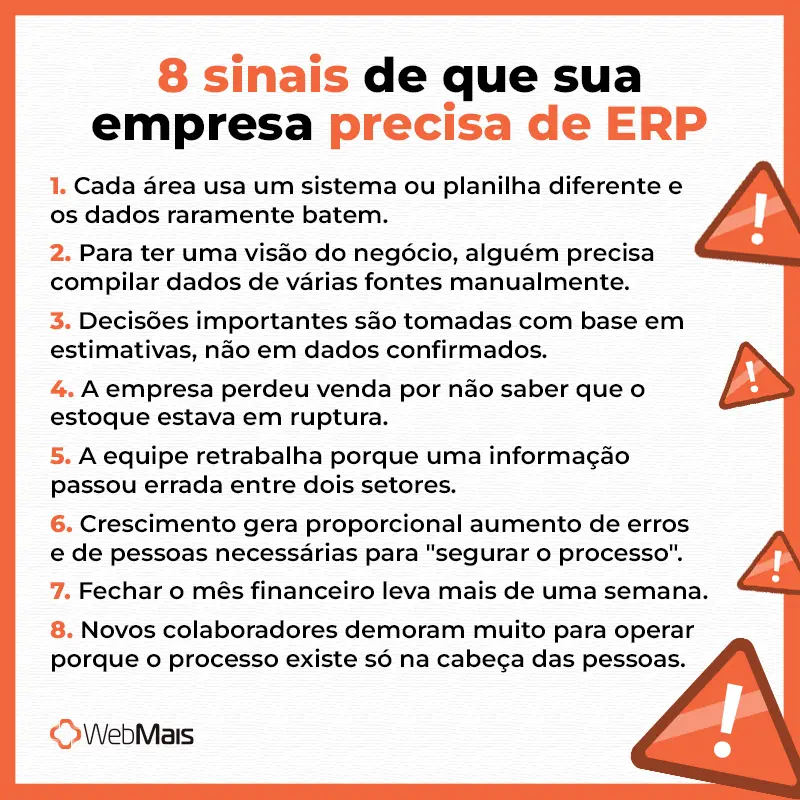 8 sinais de que sua empresa precisa de ERP checklist de diagnóstico com os principais sinais de que a empresa precisa implementar um sistema ERP