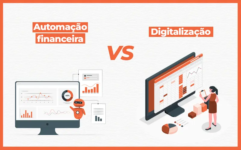 Automação financeira vs. digitalização comparação com ilustração de Automação financeira vs. digitalização