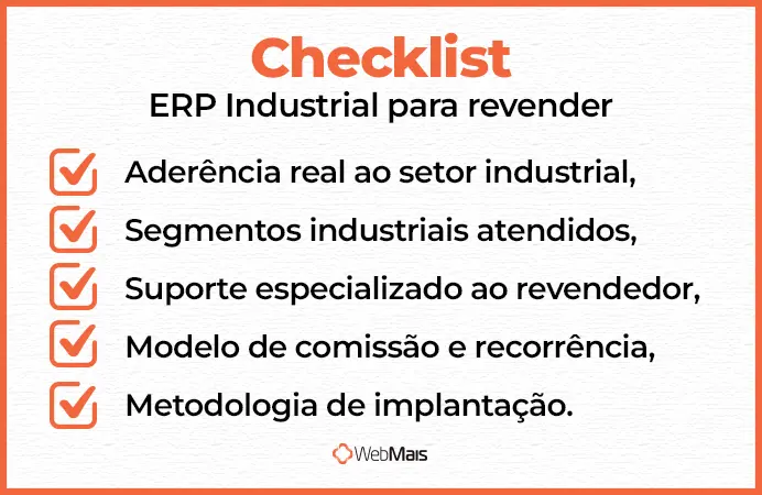 Checklist Essencial para Revenda de ERP Industrial checklist com os cinco pontos fundamentais para revender ERP Industrial