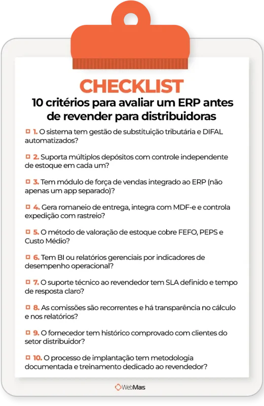 Como avaliar um ERP antes de se tornar revendedor para distribuidoras checklist para escolher ERP para revender a distribuidoras