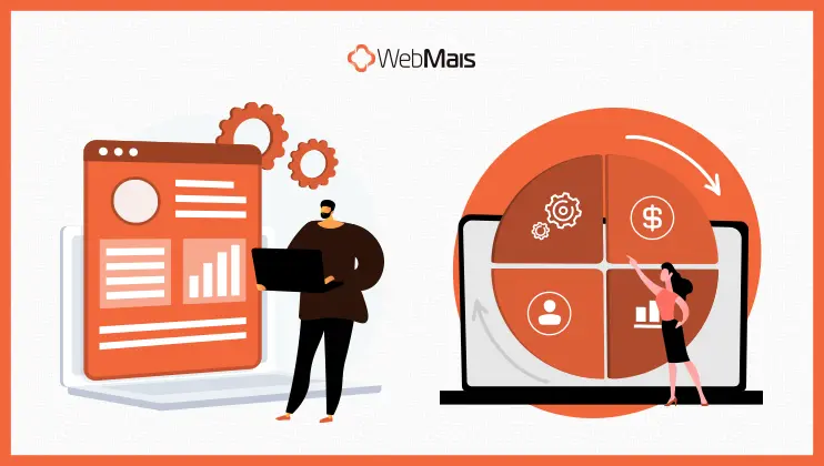 Como o ERP apoia o kaizen e a melhoria contínua Painel de ERP com indicadores de produção conectados ao ciclo de melhoria contínua kaizen